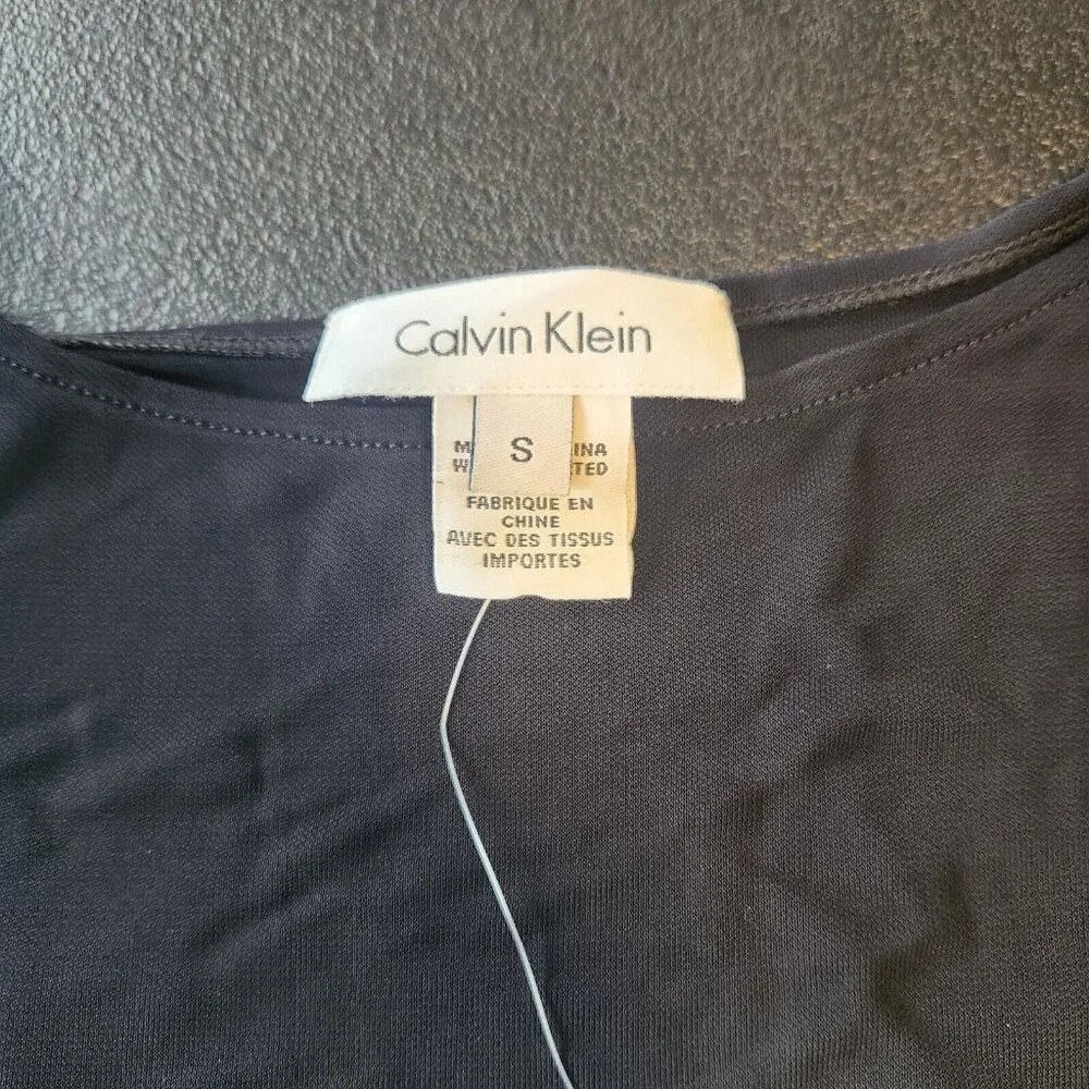 NWT Calvin Klein Black Sleeveless Tank Suit Separate Round Neck Rayon Small NEW‎